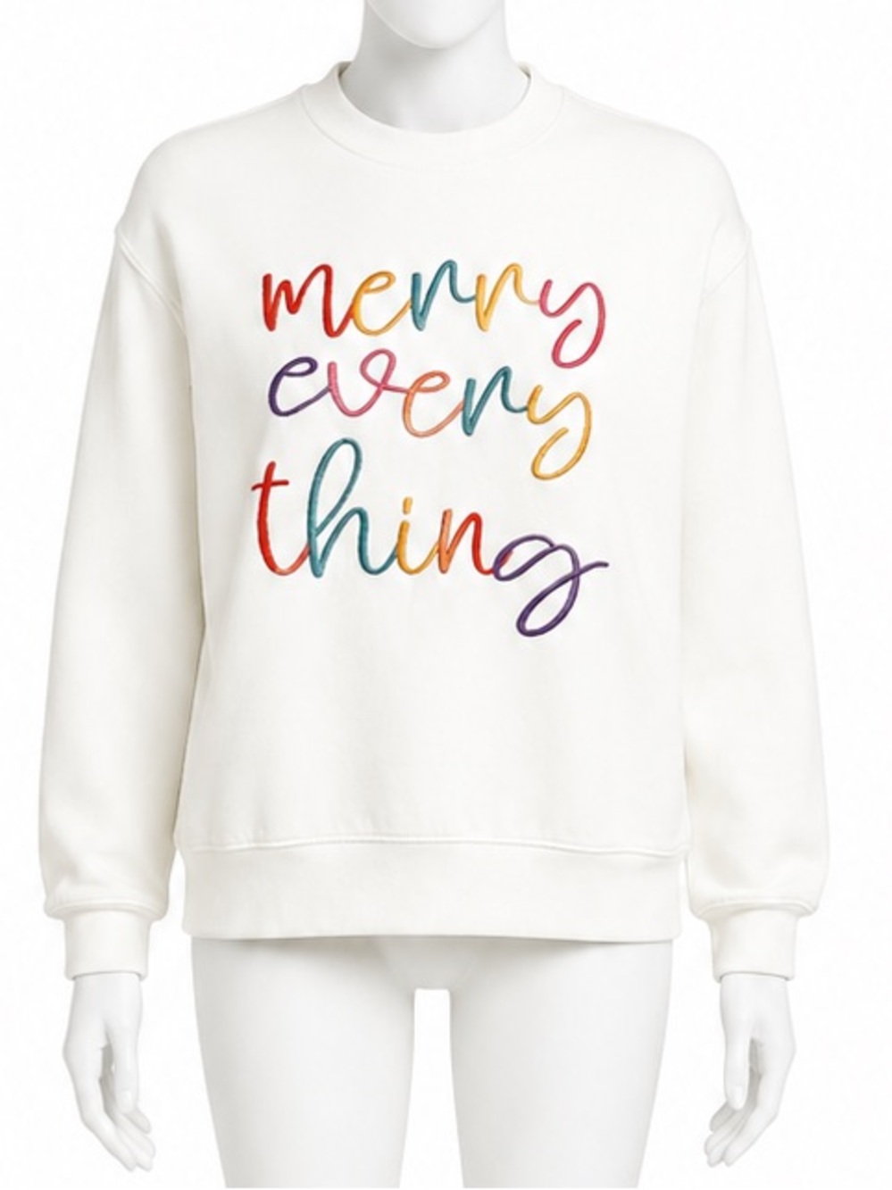 Cream Graphic Sweatshirt - Merry Everything size small